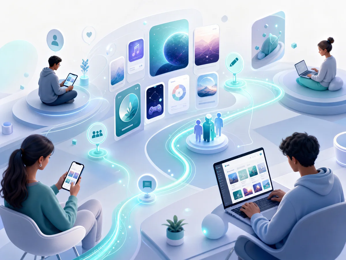 Visitors discovering public App9-made web apps across devices