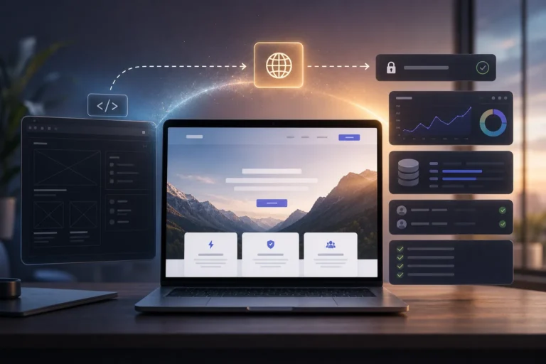 Hero image showing an AI-built prototype becoming a public web app
