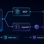 AI agent integration diagram connecting to CallOnline through MCP and OpenAPI